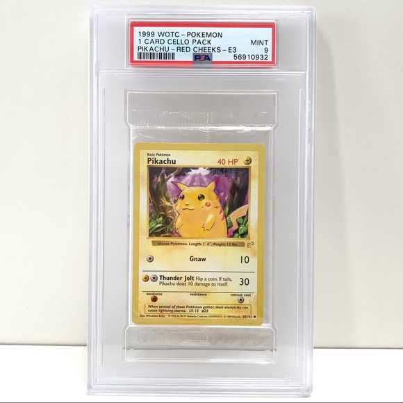 rare pikachu card red cheeks Rare 1999 Pikachu Red Cheeks E3 psa graded sealed